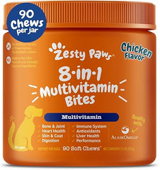 Zesty Paws 8-in-1 Multivitamin Bites Soft Chews for Dogs Chicken 90 Count 11.1-oz