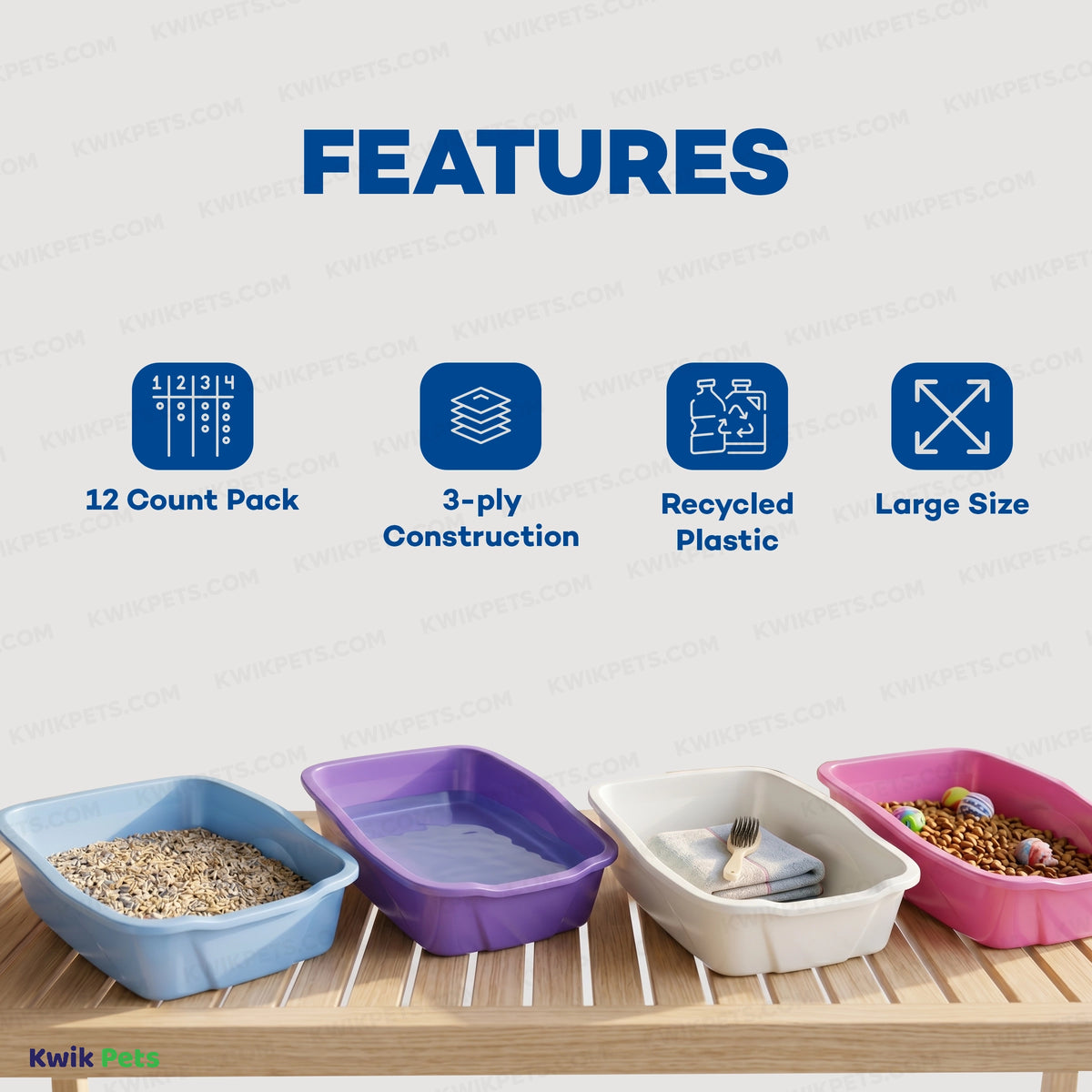 Features of Van Ness Plastics Cat Litter Pan Assorted Large