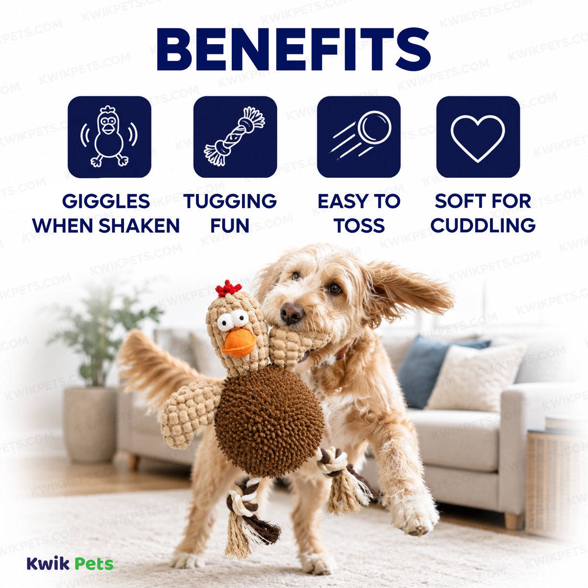 benefits of Spot Giggler Plush Dog Toy Chicken Assorted 12-in