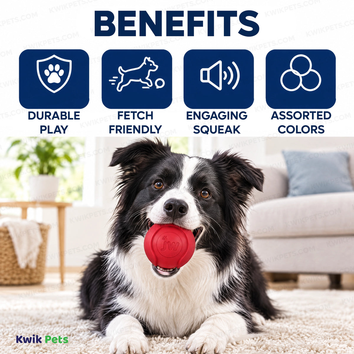 Benefits of JW Pet iSqueak Bouncin' Baseball Dog Toy Assorted Small