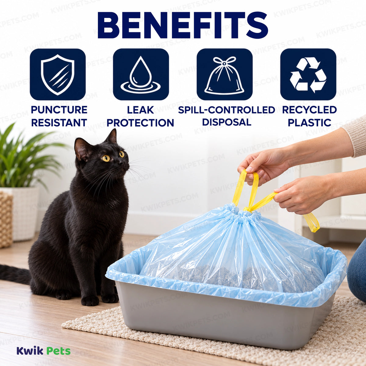 Benefits of Van Ness Plastics Drawstring Cat Pan Liner Assorted Extra-Giant 15 Count