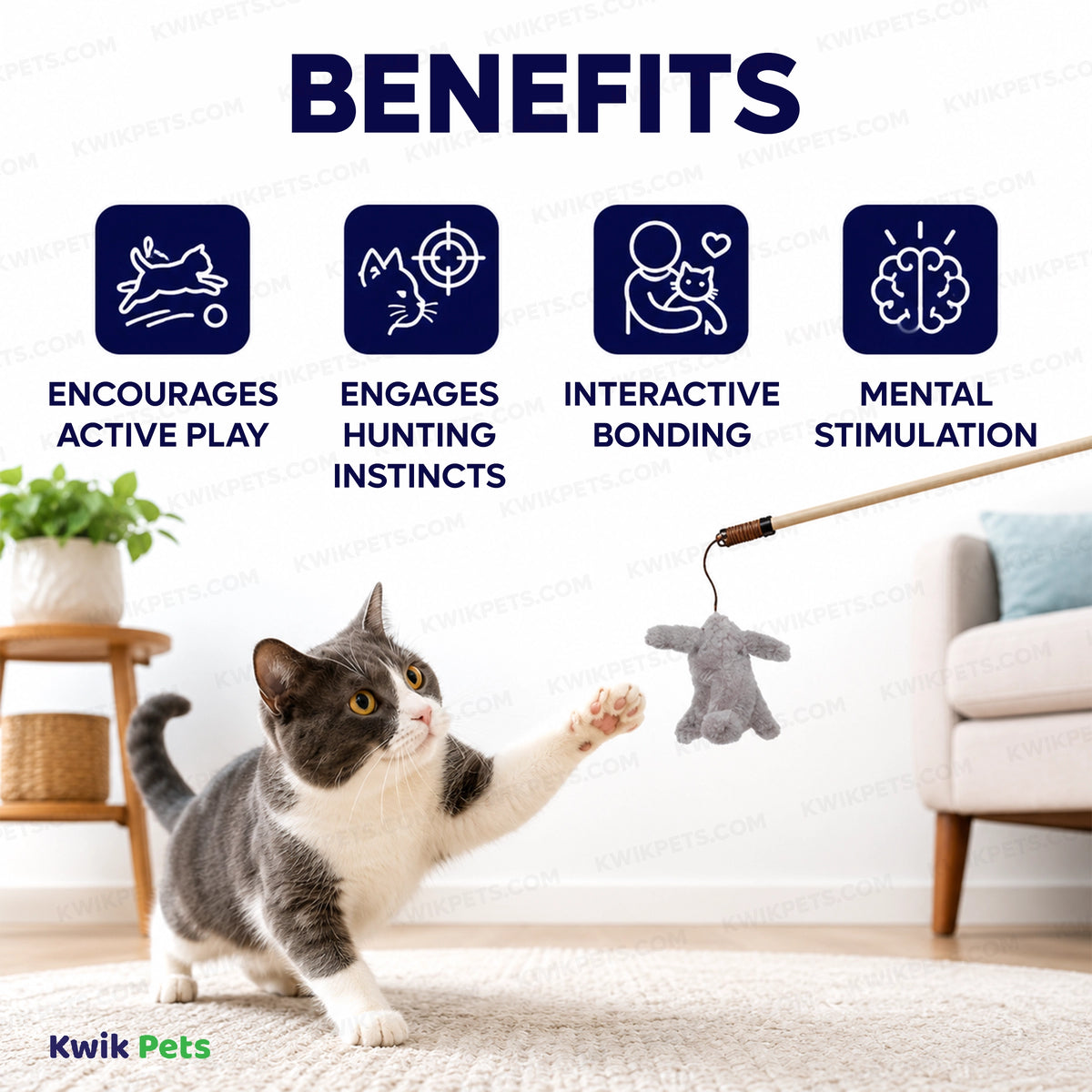 Benefits of Skinneeez Friends Teaser Wands with Catnip Cat Toy Assorted 12-in