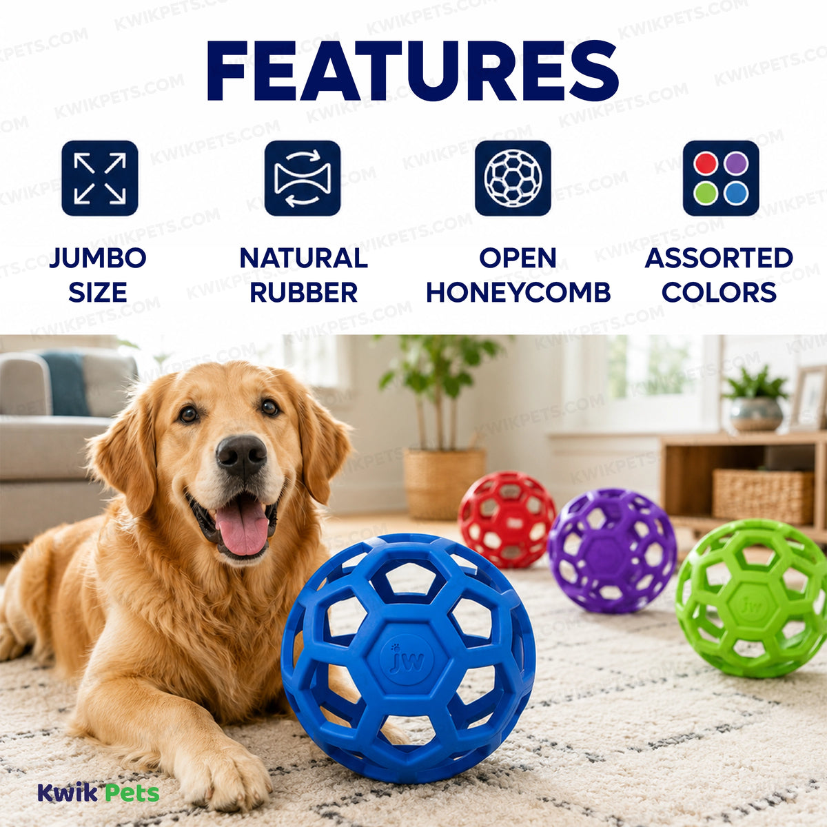 Features of JW Pet Hol-ee Roller Dog Toy Assorted Jumbo