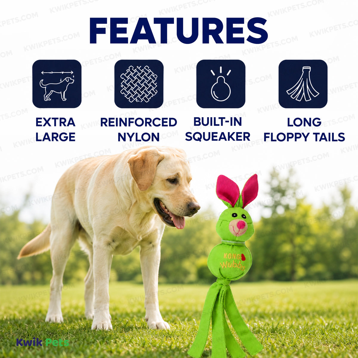 Features of KONG Wubba Ballistic Friends Dog Toy Assorted Extra Large