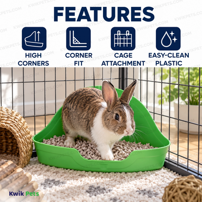Features of Kaytee Rabbit Hi-Corner Small Animals Litter Pan Assorted Large