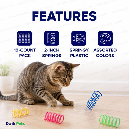 Feature of Spot Wide Colorful Springs Cat Toy Assorted 10 Count 2-in