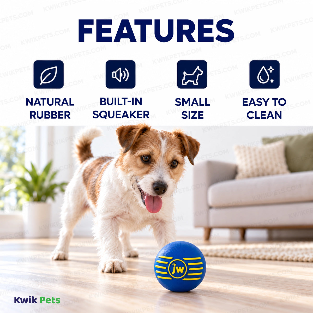 Features of JW Pet iSqueak Ball Dog Toy Assorted Large
