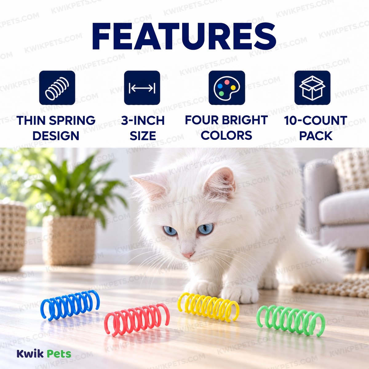 Features of Spot Thin Colorful Springs Cat Toy Assorted 10 Count 3-in
