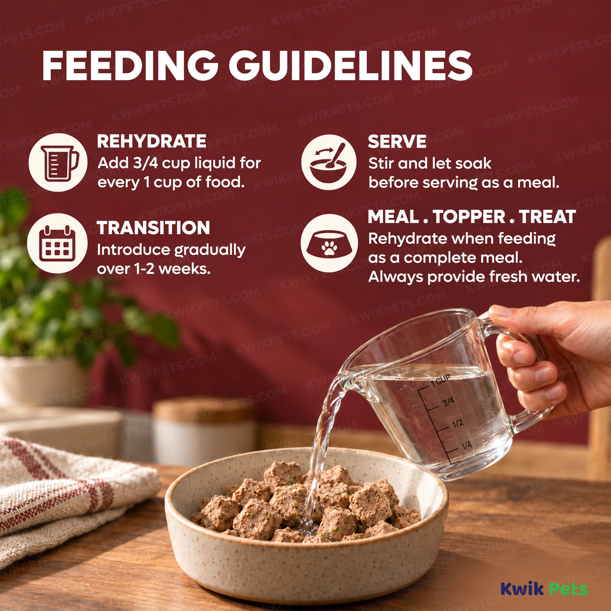 Feeding Guide Lines of Steve's Real Food Freeze-Dried Nuggets Raw Dog & Cat Food Beef Recipe 1.25-lb