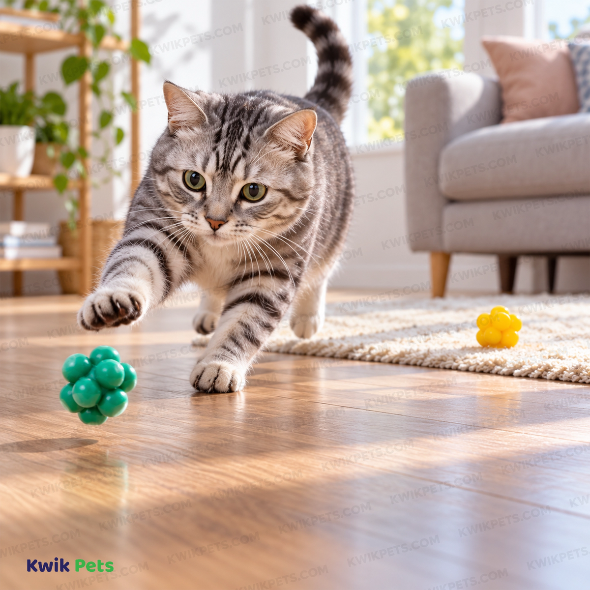Lifestyle of Spot Atomic Rubber Bouncing Ball Cat Toy Assorted 2 Count