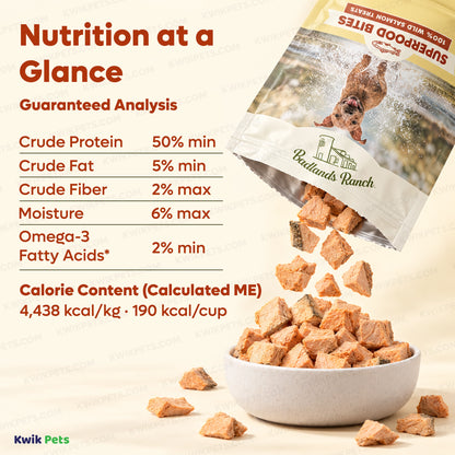 Nutrition of Badlands Ranch Superfood Bites Freeze-Dried Raw Dog Treats Wild Salmon 4-oz