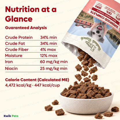 Nutrition of Badlands Ranch Superfood Complete Air-Dried Dog Food Bison & Beef 64-oz
