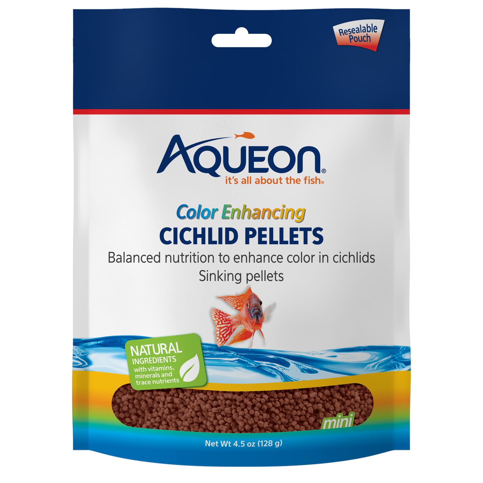 Aqueon Color Enhancing Cichlid Pellets Fish Food 4.5-oz
