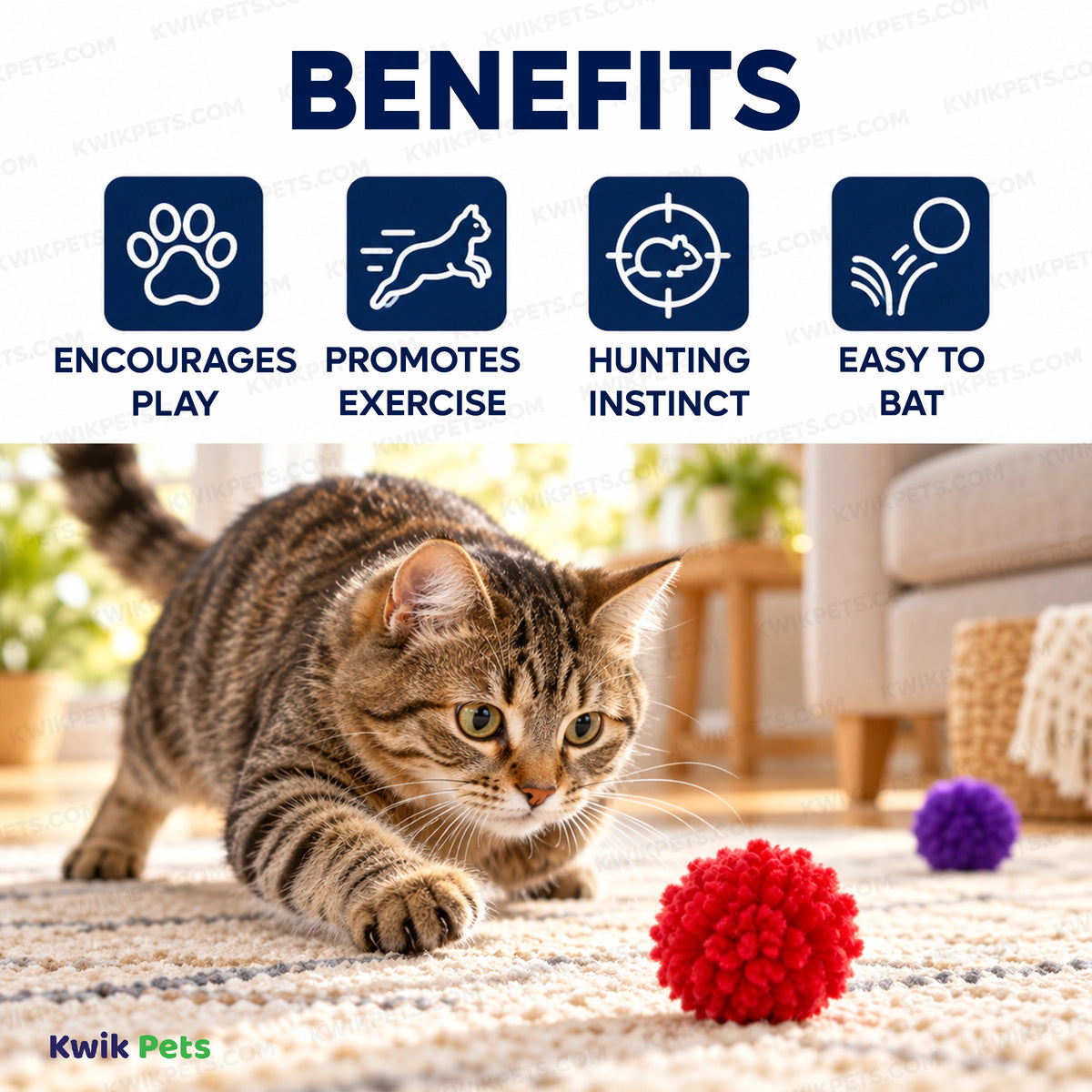 Benefits of Spot Wool Pom Poms Cat Toy with Catnip Assorted 4 Count 1.5-in