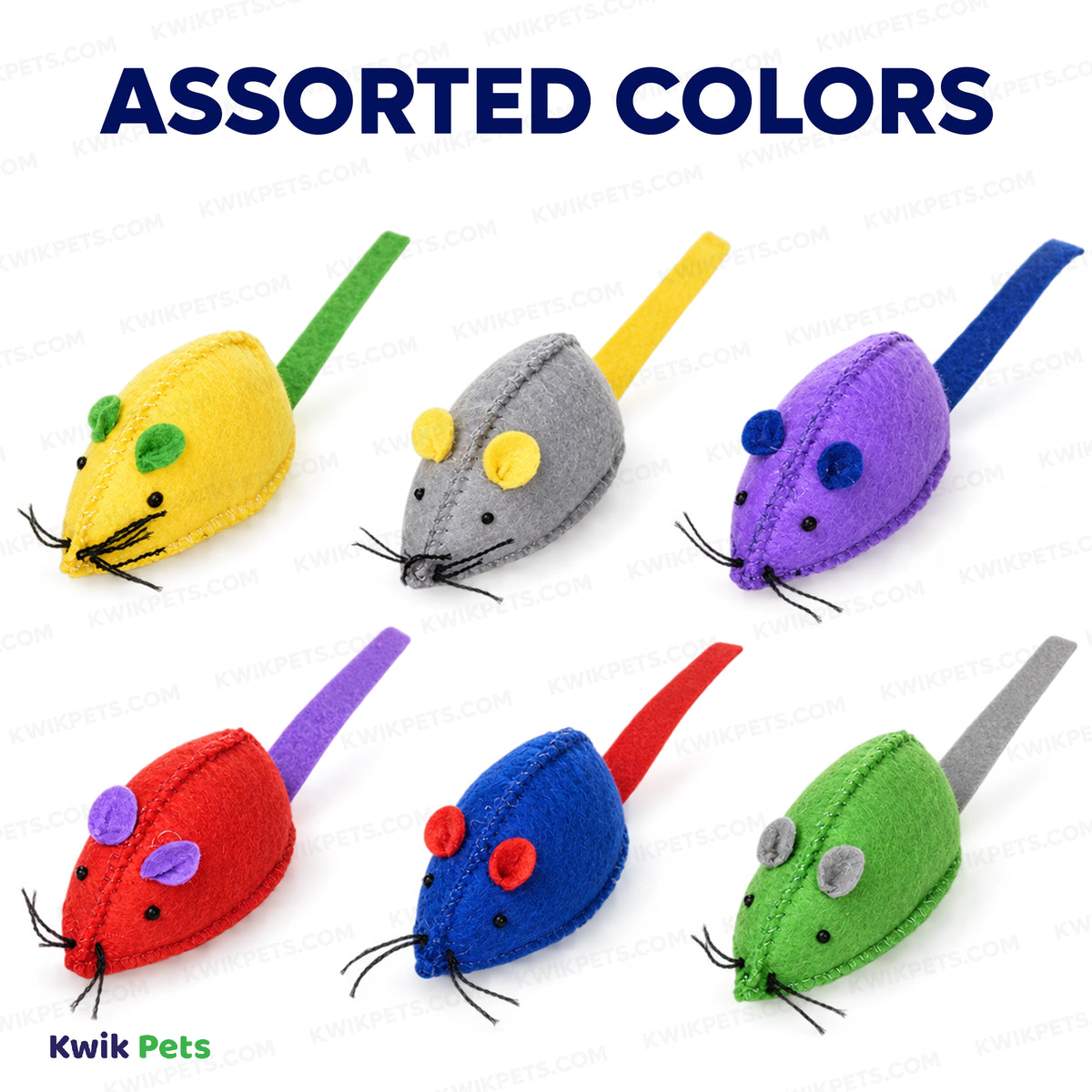 Assorted Colors Spot Felt Mice Cat Toy with Catnip Assorted 6 Count 6-in