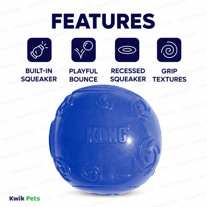 Features of KONG Squeezz Ball Dog Toy Color Assorted Large
