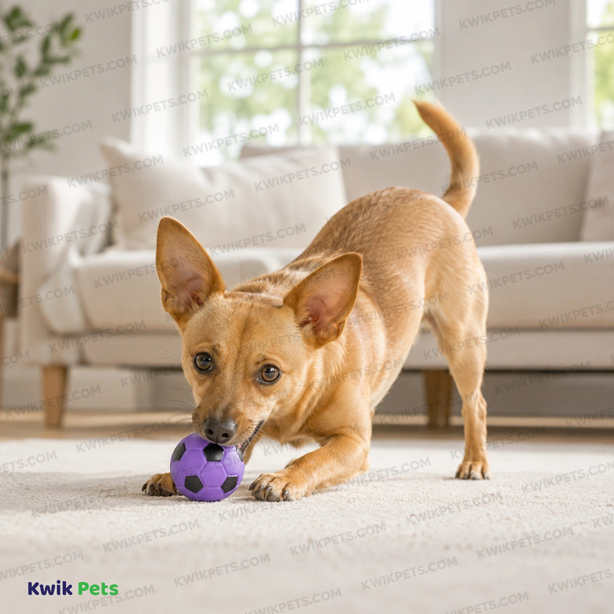 Lifestyle of Spot Latex Soccer Ball Dog Toy Assorted 2-in
