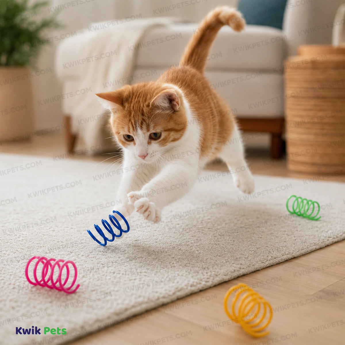 Lifestyle of Spot Wide Colorful Springs Cat Toy Assorted 10 Count 2-in