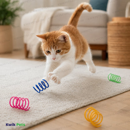 Lifestyle of Spot Wide Colorful Springs Cat Toy Assorted 10 Count 2-in