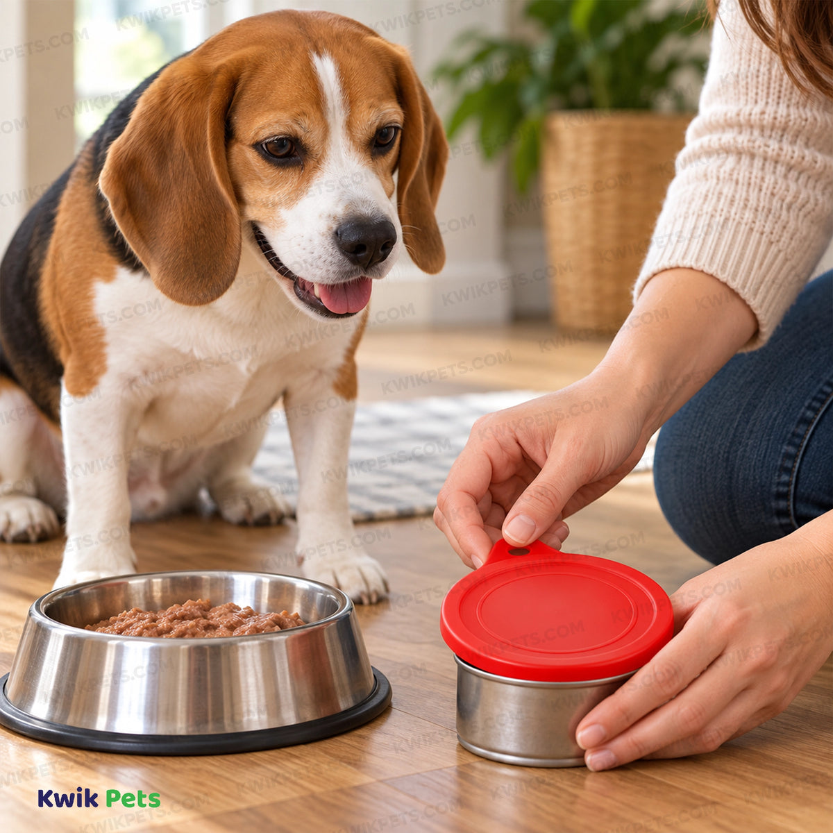 Lifestyle of Van Ness Plastics Pet Food Can Cover Assorted