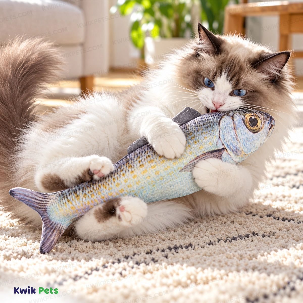 Lifestyle of Spot Hug 'N Kick Gone Fishin' Cat Toy with Catnip Assorted X-Large