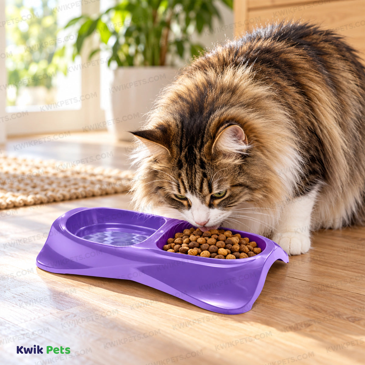 Lifestyle of Van Ness Plastics Lightweight Double Dish for Cats Assorted Medium