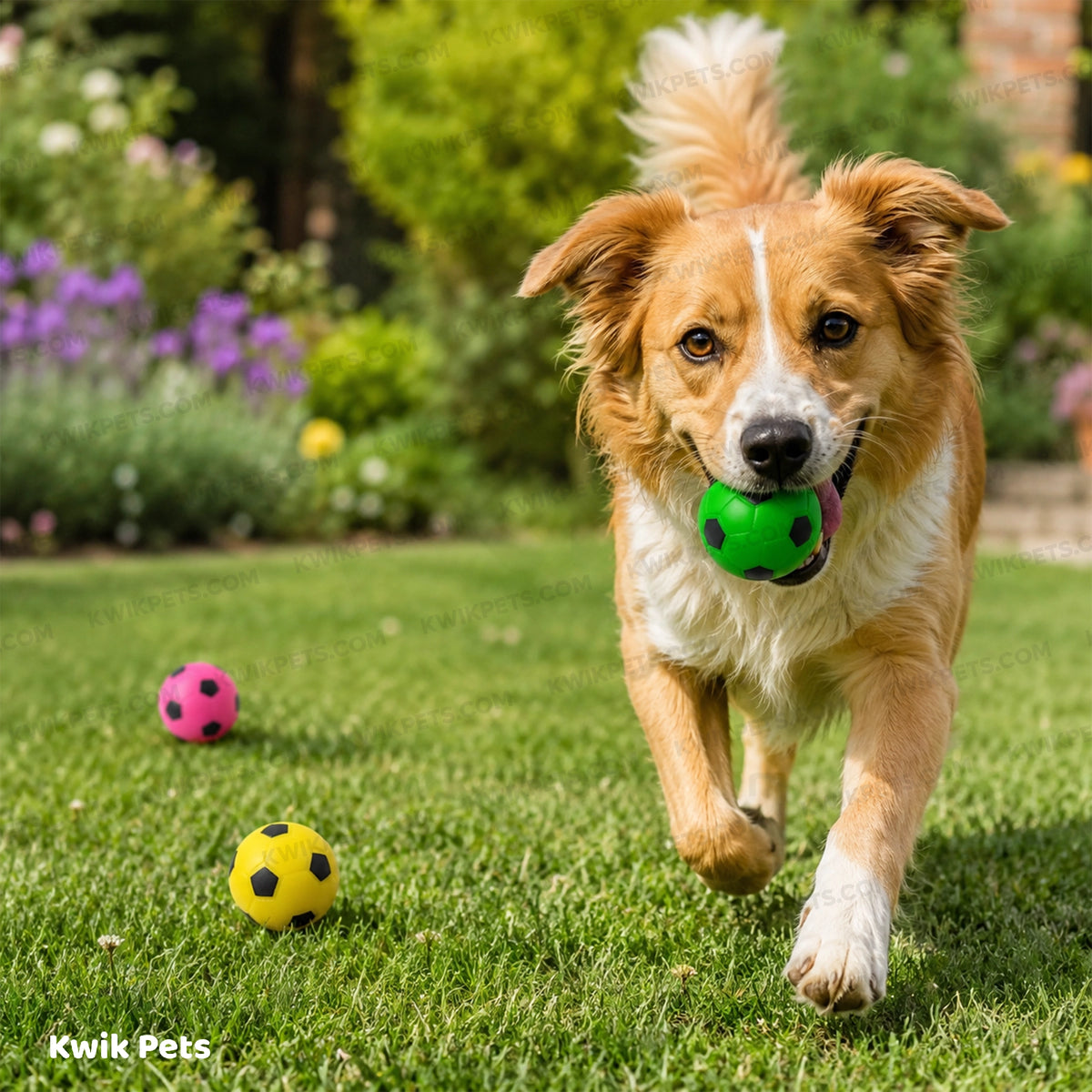 Lifestyle of Spot Soccer Ball Dog Toy Assorted 3-in