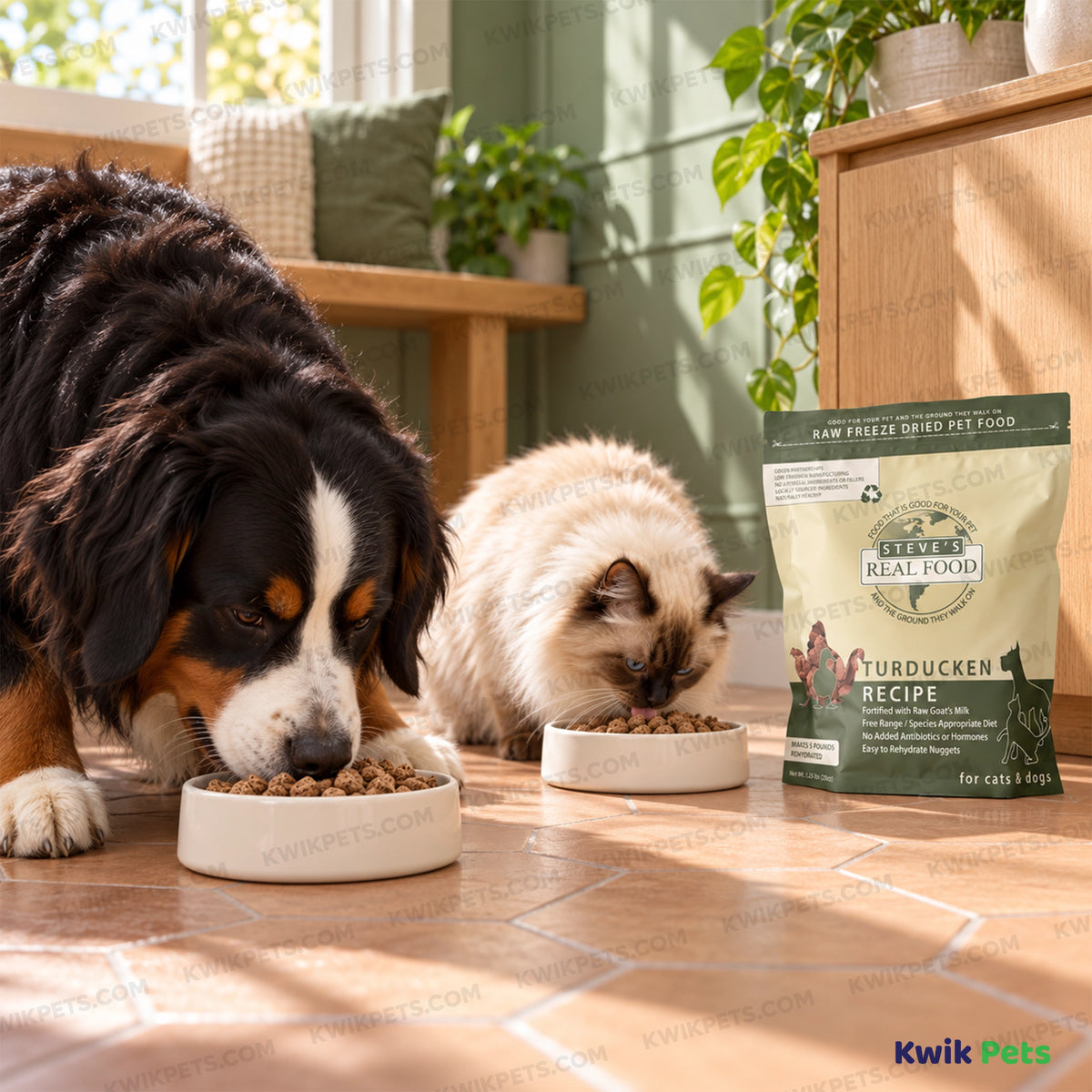 Lifestyle of Steve's Real Food Freeze-Dried Nuggets Raw Dog & Cat Food Turducken Recipe 1.25-lb