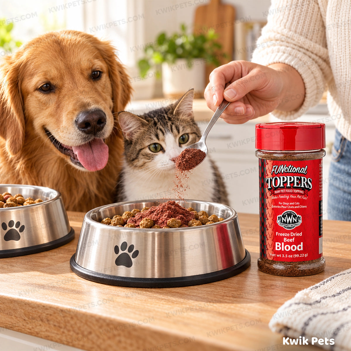 Lifestyle of Northwest Naturals Functional Freeze Dried Dog & Cat Food Topper Beef Blood 3.5-oz