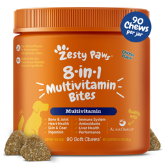 Zesty Paws 8-in-1 Multivitamin Bites Soft Chews for Dogs Chicken 90 Count 11.1-oz