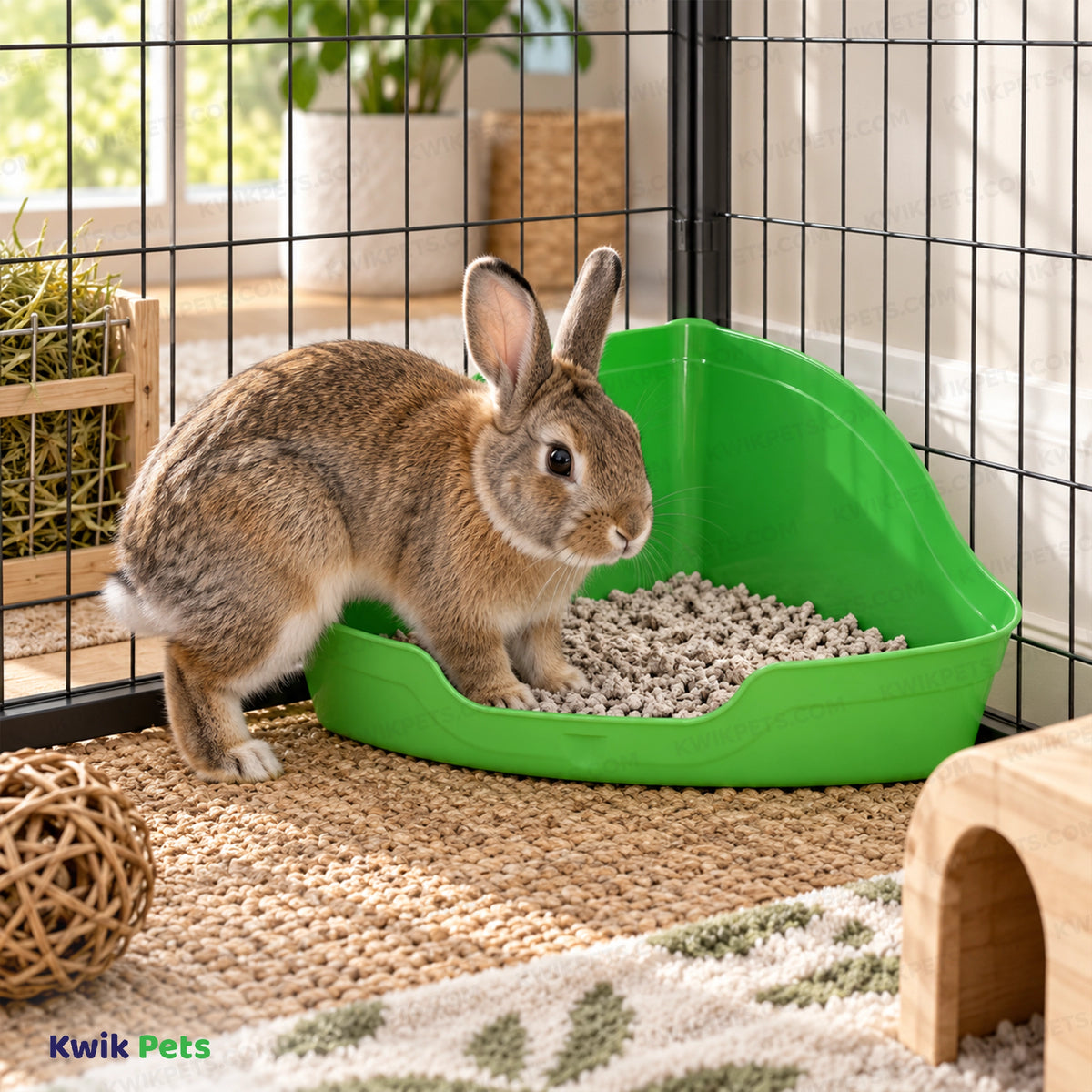 Lifestyle of Kaytee Rabbit Hi-Corner Small Animals Litter Pan Assorted Large