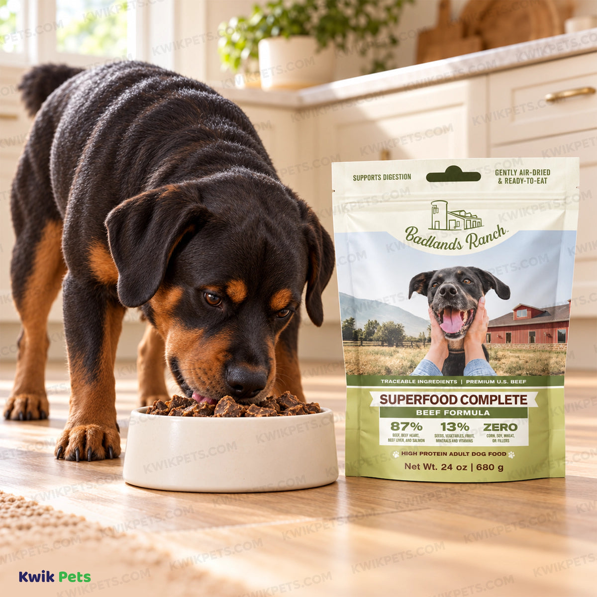 Lifestyle of Badlands Ranch Superfood Complete Air-Dried Dog Food Beef 24-oz