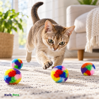 Lifestyle of Spot Kitty Yarn Puffs Catnip Toy Assorted Small 4 Count 1.5-in