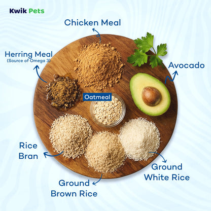 Ingredients info of AvoDerm Natural Chicken Meal & Brown Rice Dry Puppy Food 4.4-lb