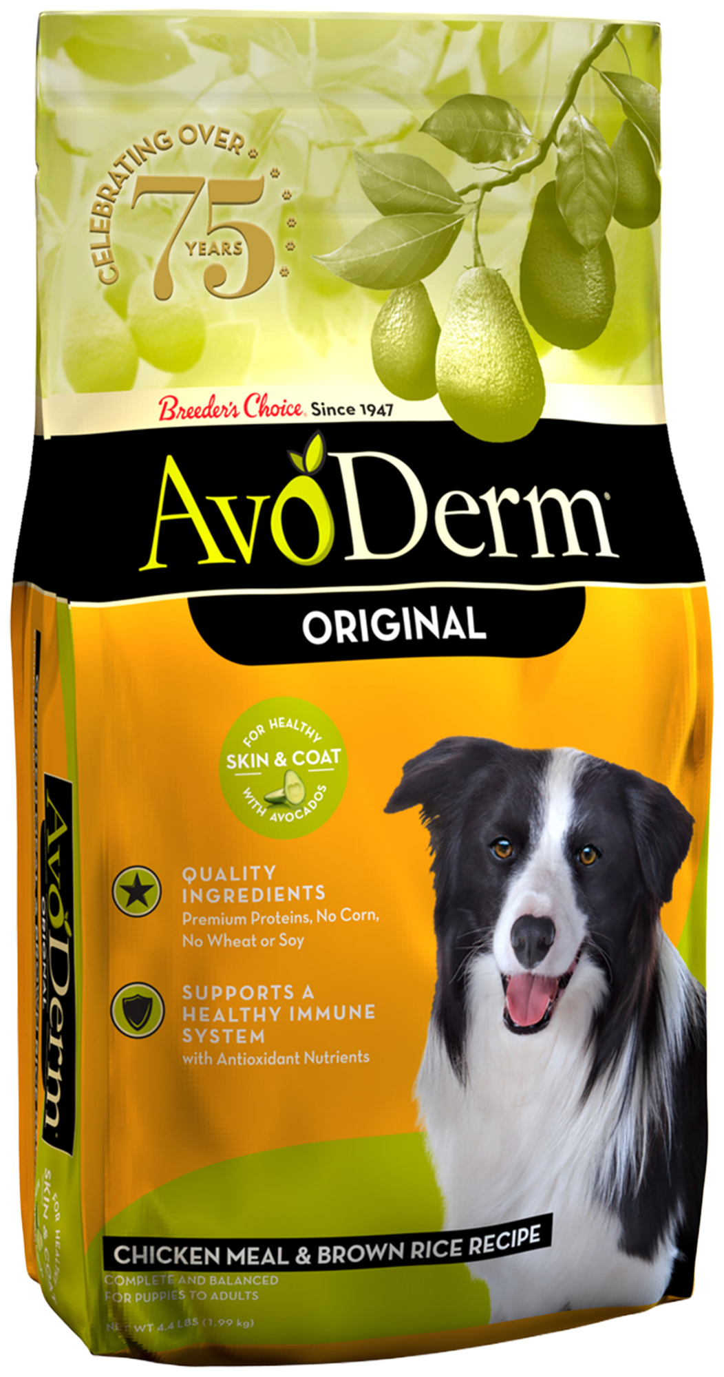 Front of AvoDerm Natural Original Chicken Meal & Brown Rice Dry Dog Food 4.4-lb