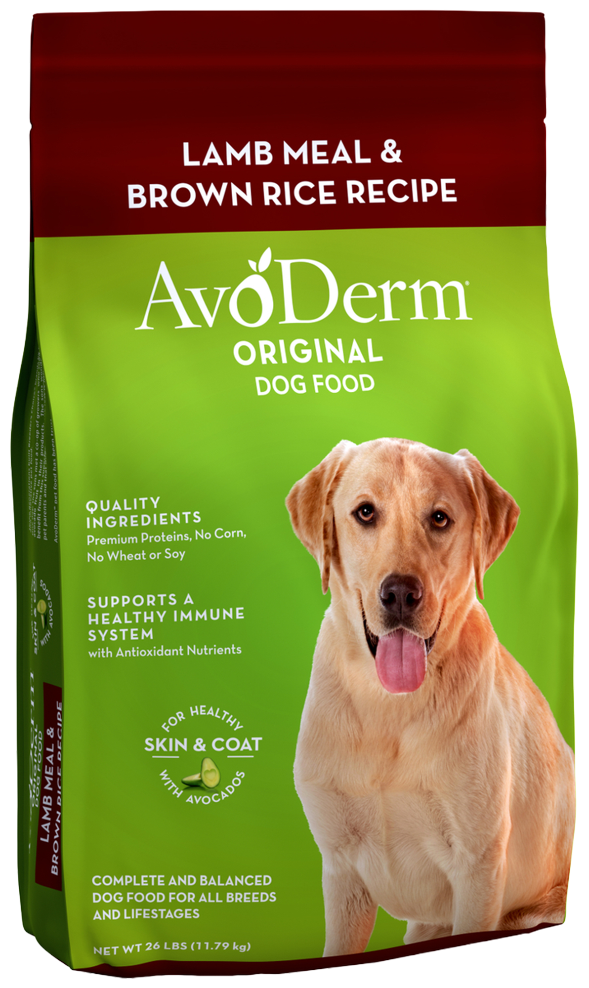 Front of AvoDerm Natural Original Lamb Meal & Brown Rice Recipe Dry Dog Food 26-lb