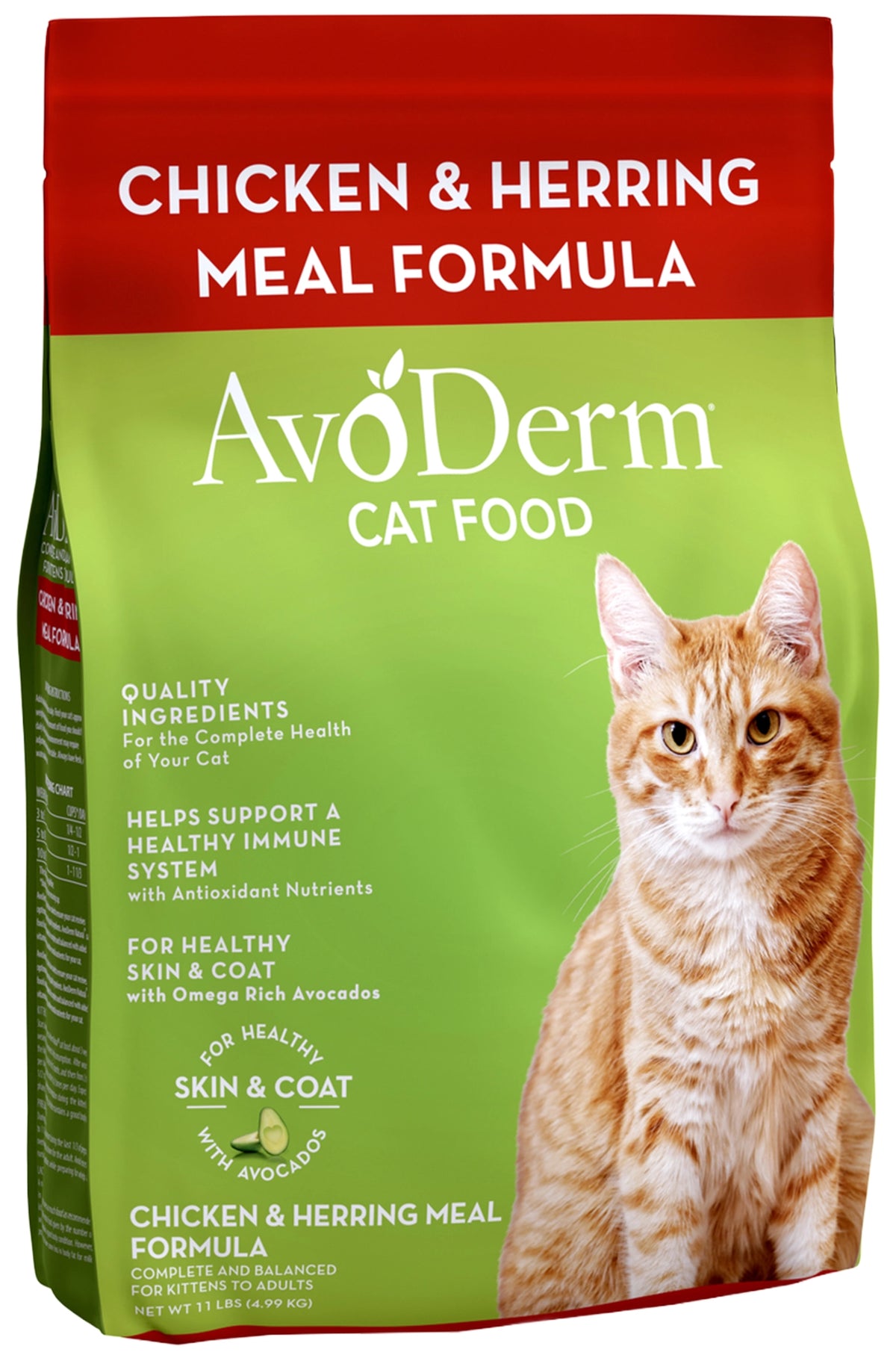 Front of AvoDerm Natural Chicken & Herring Meal Formula Dry Cat Food 11-lb