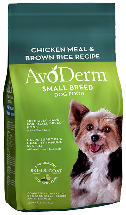 Front of AvoDerm Natural Chicken Meal & Brown Rice Small Breed Dry Dog Food 7-lb