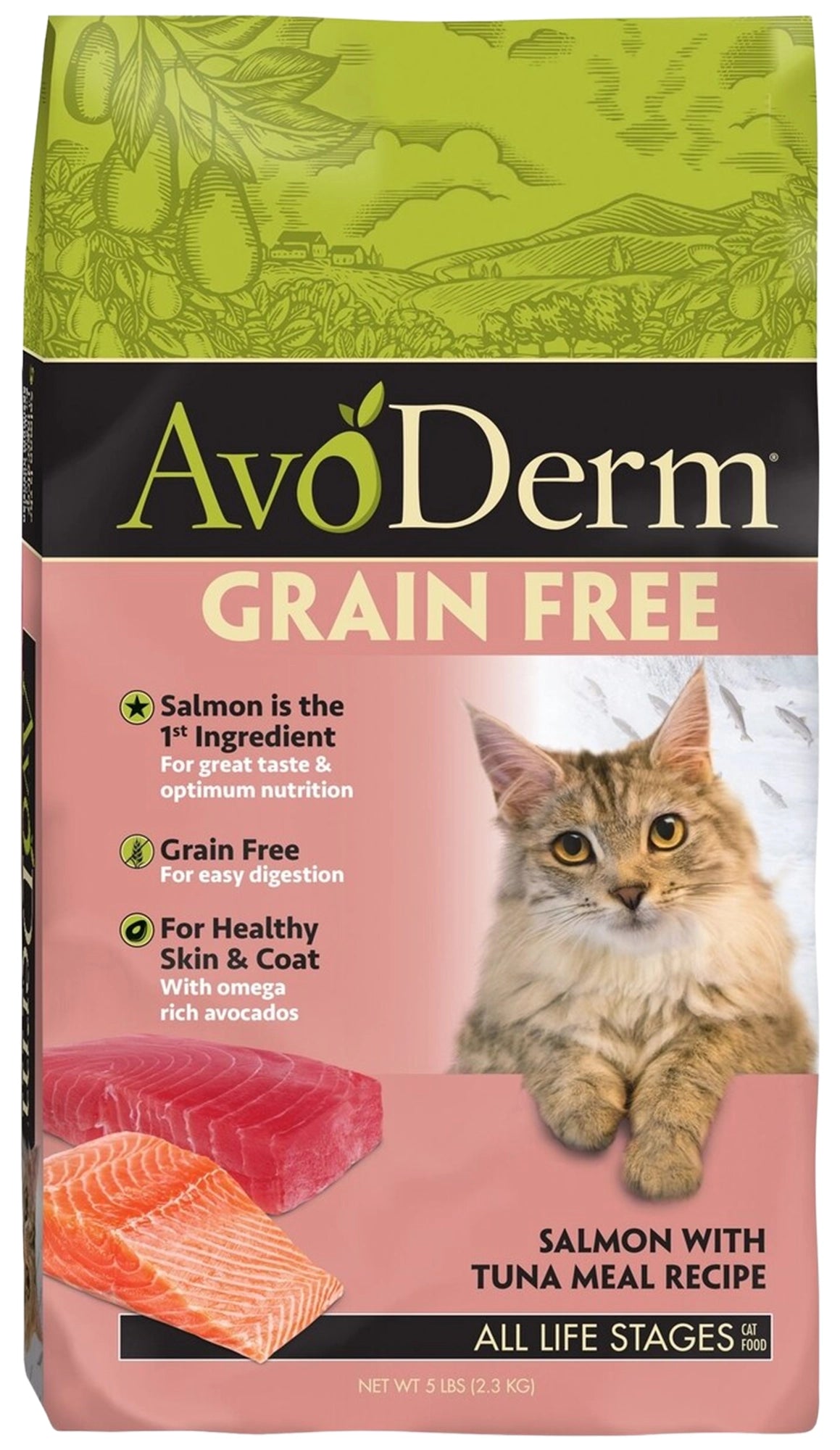 Front of AvoDerm Natural Grain-Free Salmon with Tuna Meal Dry Cat Food 5-lb