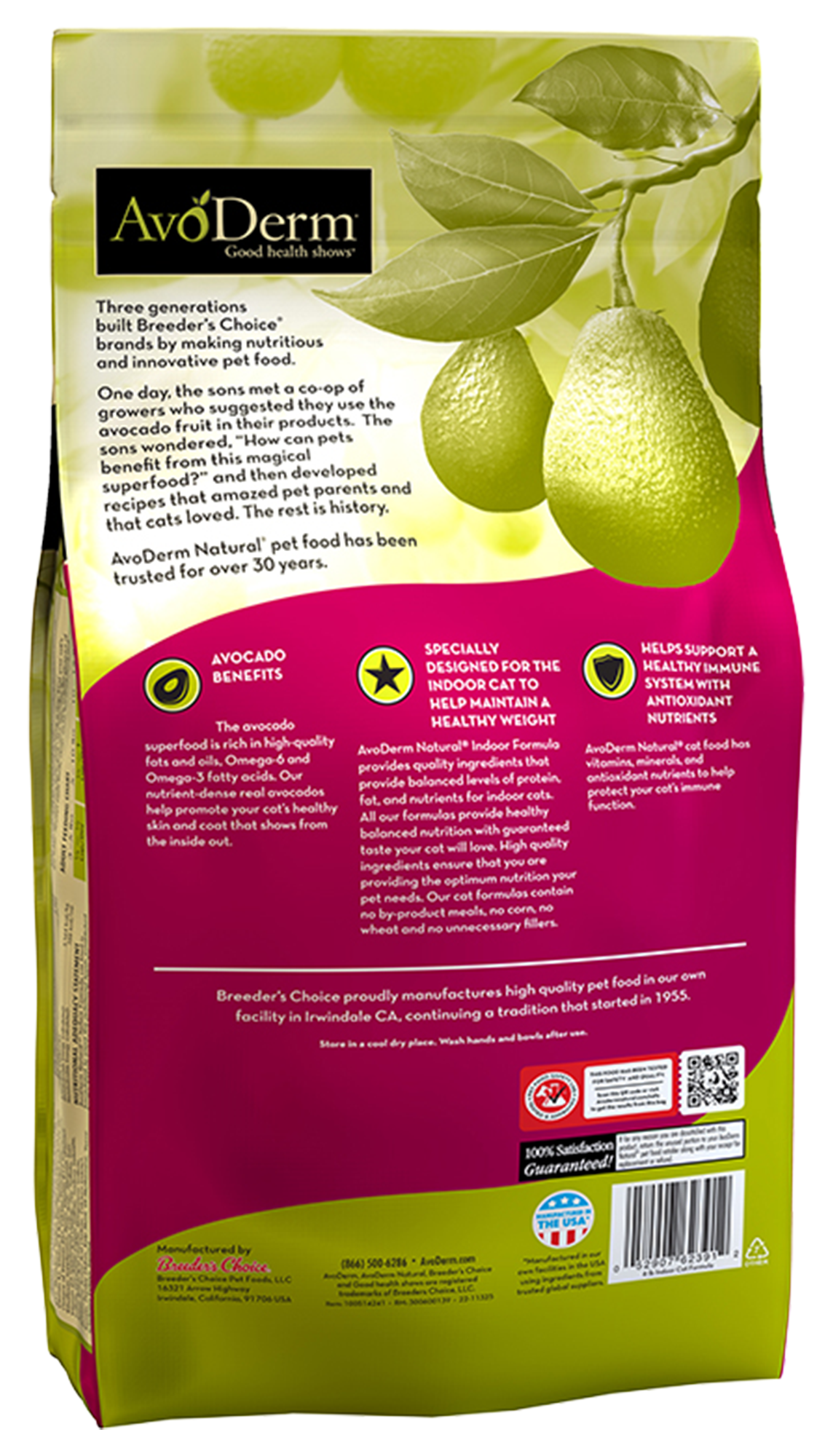 Front of AvoDerm Natural Indoor Formula Adult Dry Cat Food 3.5-lb