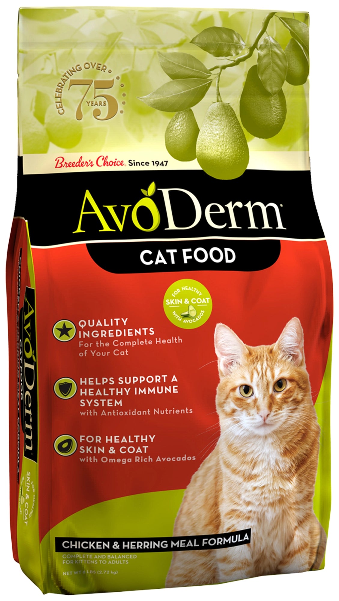Front of AvoDerm Natural Chicken & Herring Meal Formula Dry Cat Food 6-lb