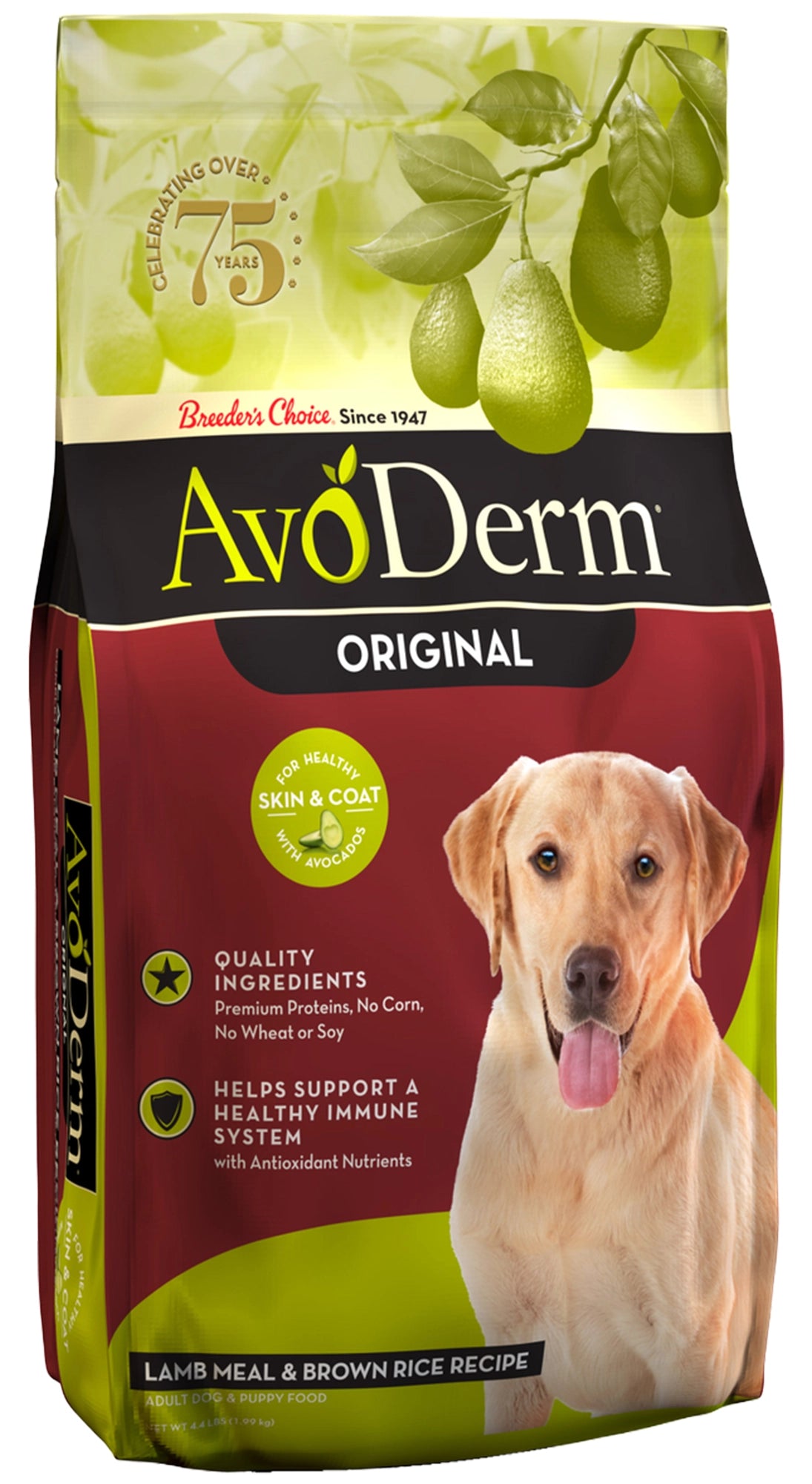 Front of AvoDerm Natural Original Lamb Meal & Brown Rice Recipe Dry Dog Food 4.4-lb