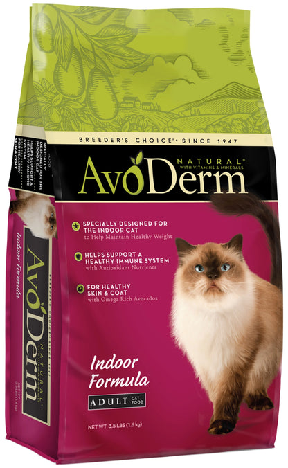 Front of AvoDerm Natural Indoor Formula Adult Dry Cat Food 3.5-lb