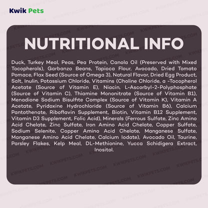 Nutrition of AvoDerm Natural Grain-Free Duck with Turkey Meal Dry Cat Food 5-lb