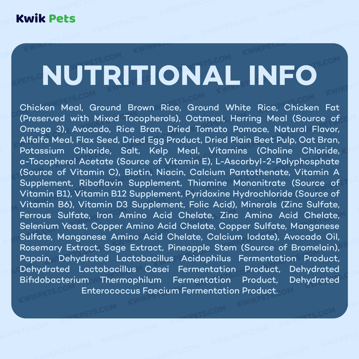 Nutrition of AvoDerm Natural Chicken Meal & Brown Rice Dry Puppy Food 4.4-lb