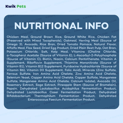Nutrition of AvoDerm Natural Chicken Meal & Brown Rice Dry Puppy Food 4.4-lb