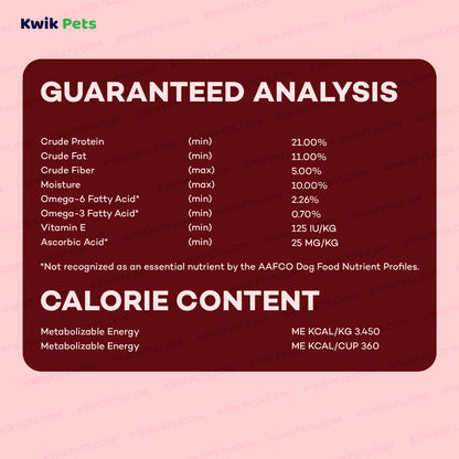 Guaranteed Analysis of AvoDerm Natural Original Lamb Meal & Brown Rice Recipe Dry Dog Food 4.4-lb
