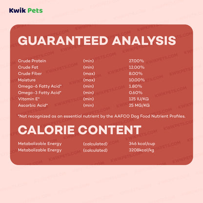 Guaranteed Analysis of AvoDerm Natural Grain Free Salmon & Vegetables Recipe All Life Stages Dry Dog Food 4-lb