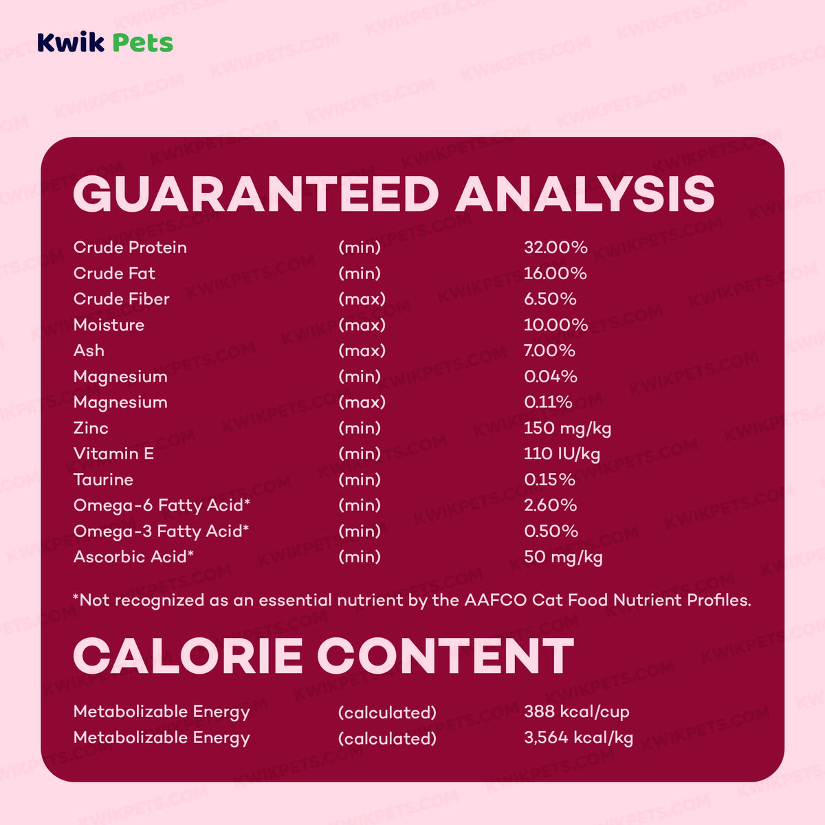 Guaranteed Analysis of AvoDerm Natural Indoor Formula Adult Dry Cat Food 3.5-lb
