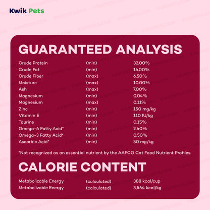 Guaranteed Analysis of AvoDerm Natural Indoor Formula Adult Dry Cat Food 3.5-lb